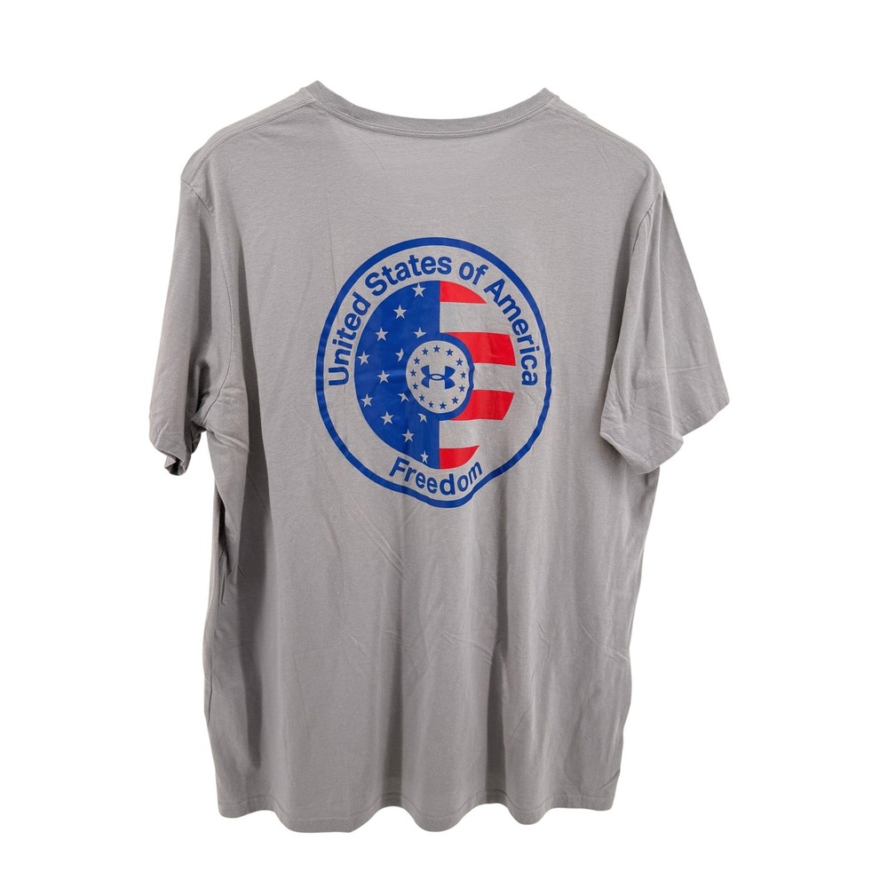 Under Armour Freedom T-Shirt Mens 3XL Pre-Owned Graphic Grey‎ Patriotic HeatGear